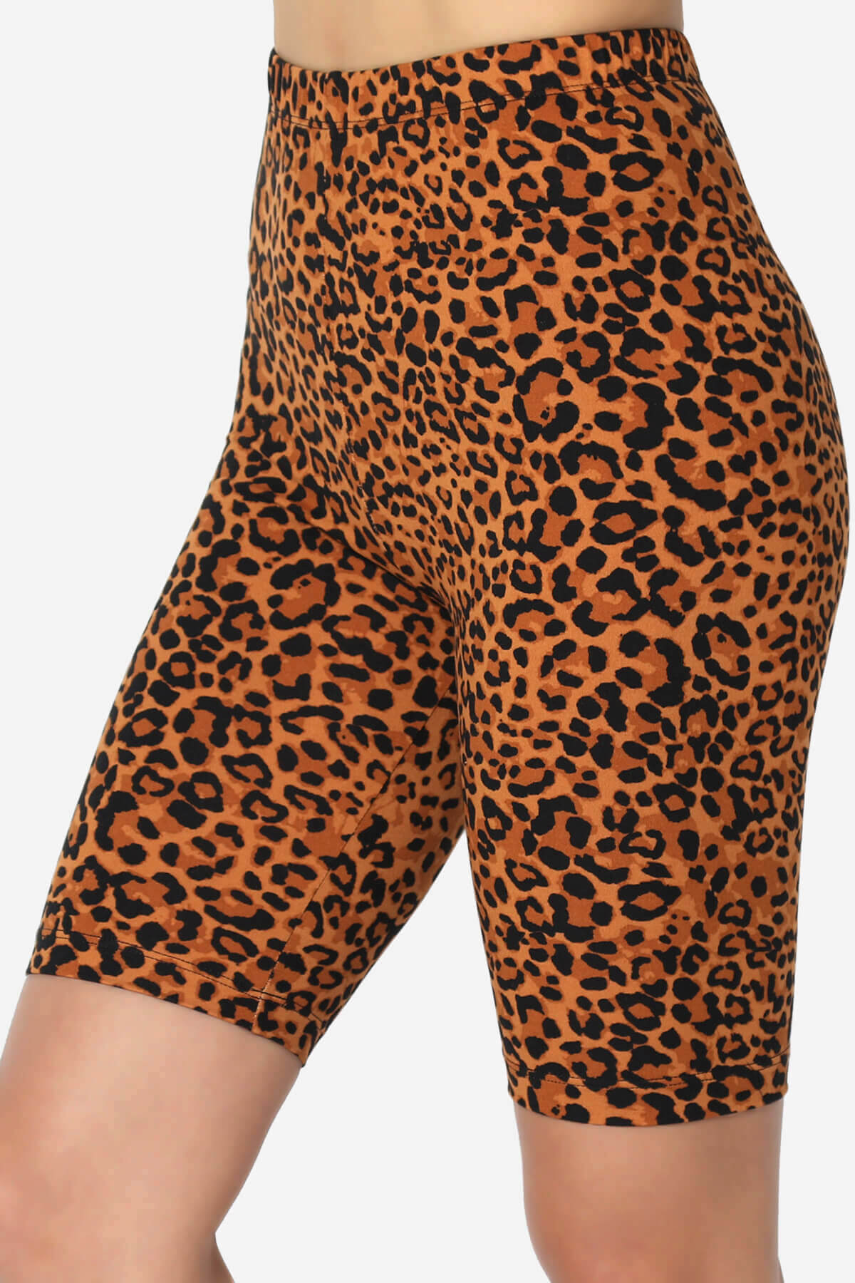 Michigan Cheetah Print Microfiber Bike Short Leggings ALMOND_5