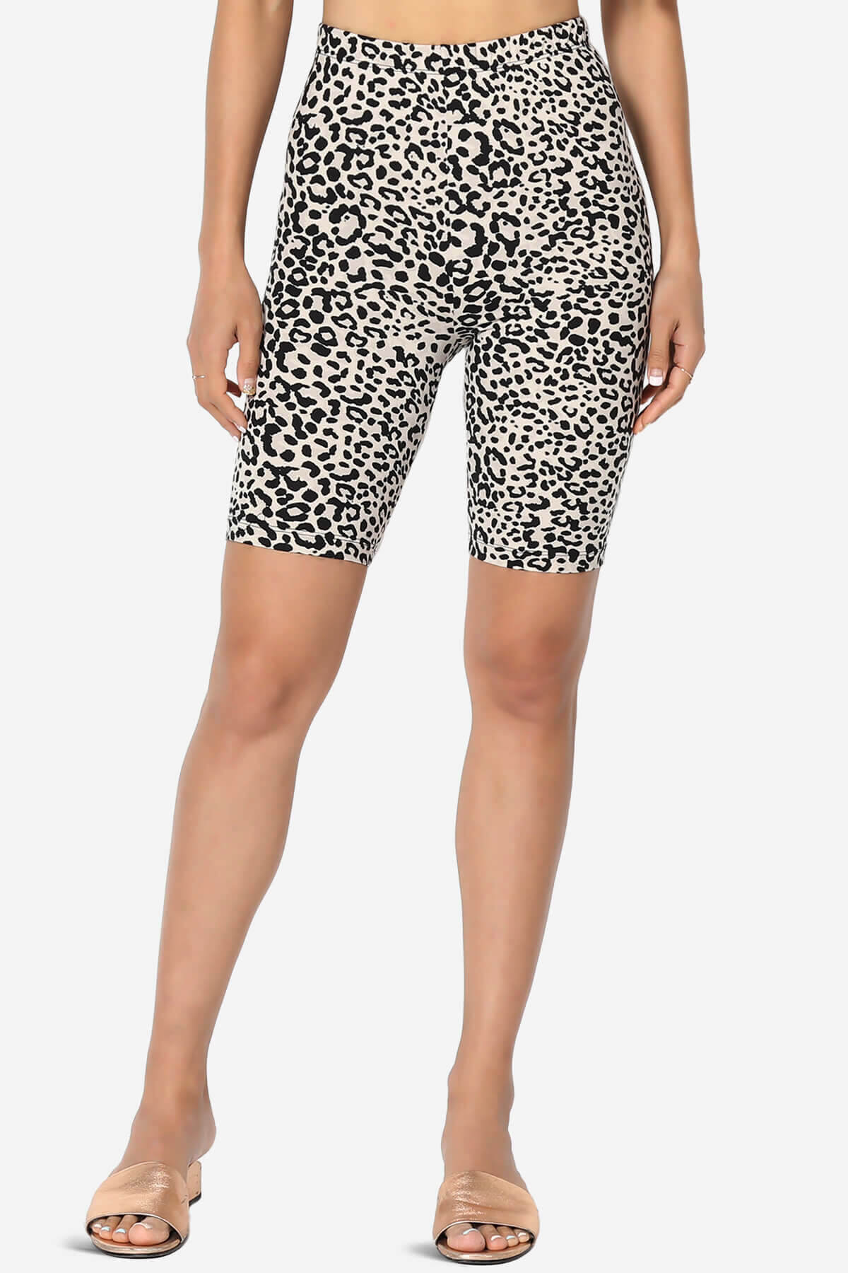 Michigan Cheetah Print Microfiber Bike Short Leggings BONE_1