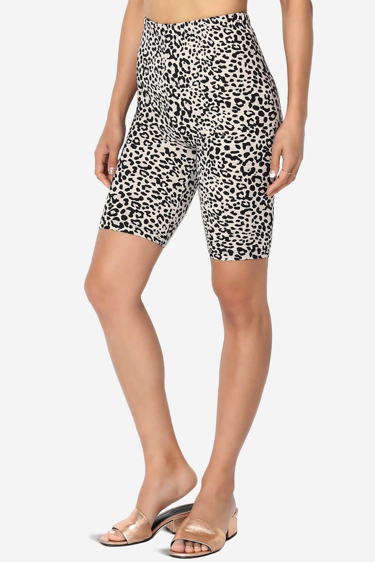 Michigan Cheetah Print Microfiber Bike Short Leggings BONE_3