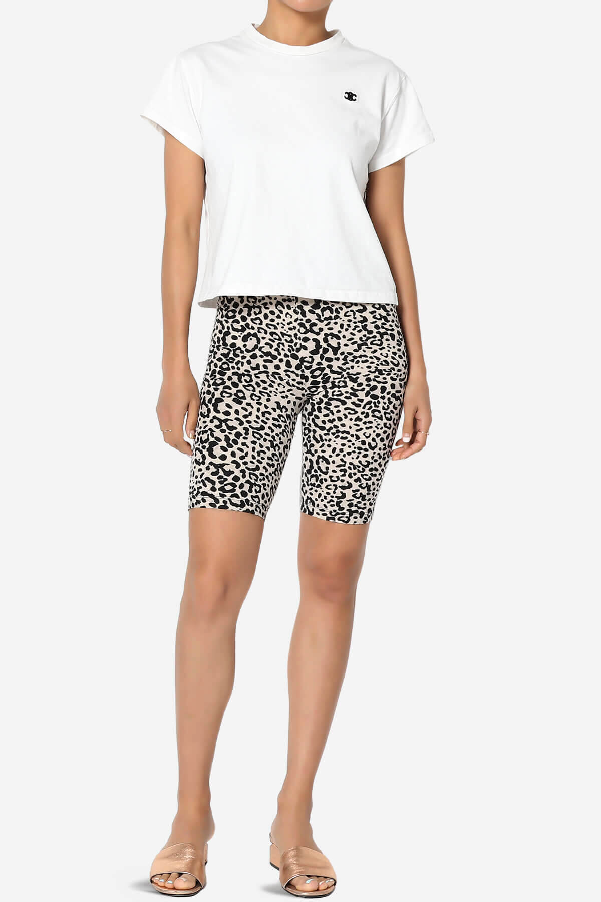 Michigan Cheetah Print Microfiber Bike Short Leggings BONE_6