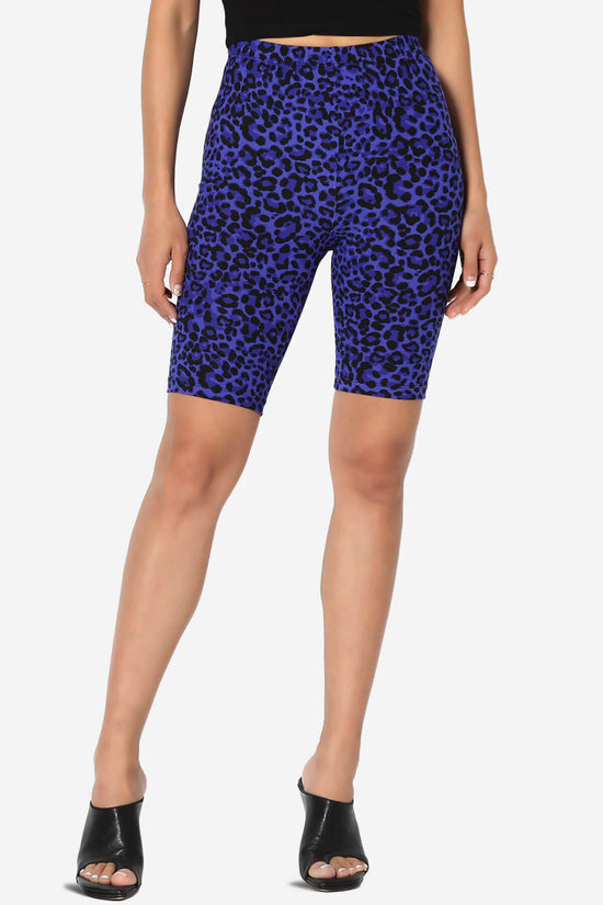 Michigan Cheetah Print Microfiber Bike Short Leggings BRIGHT BLUE_1