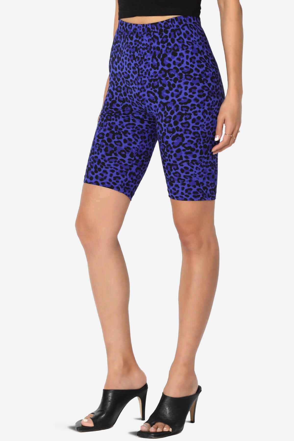 Michigan Cheetah Print Microfiber Bike Short Leggings BRIGHT BLUE_3
