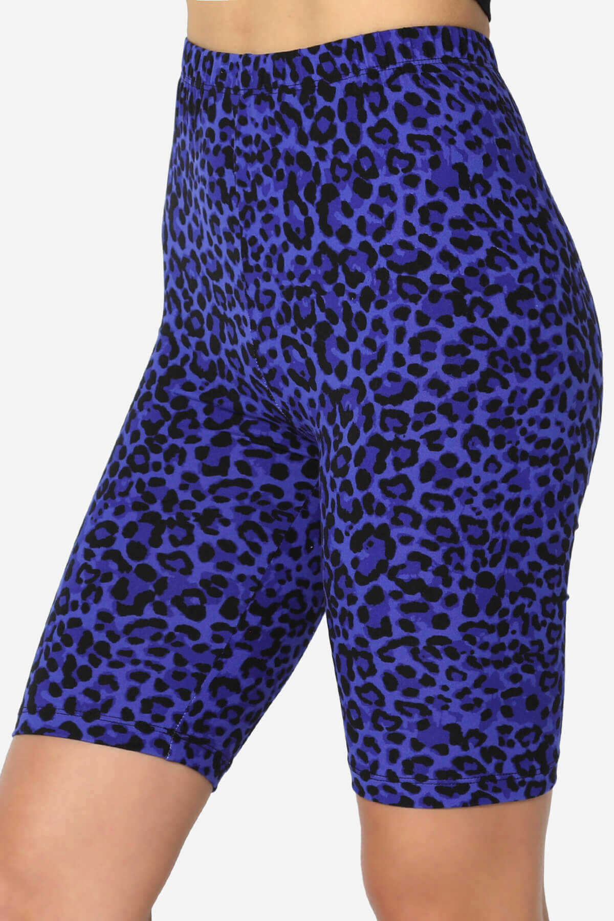 Michigan Cheetah Print Microfiber Bike Short Leggings BRIGHT BLUE_5