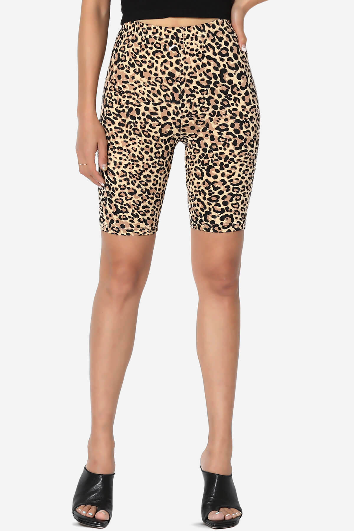 Michigan Cheetah Print Microfiber Bike Short Leggings CAMEL_1
