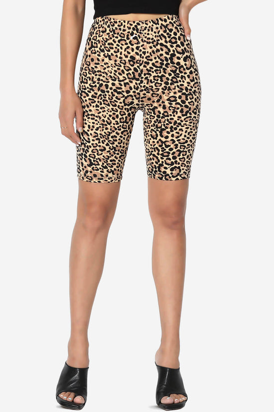 Michigan Cheetah Print Microfiber Bike Short Leggings CAMEL_1