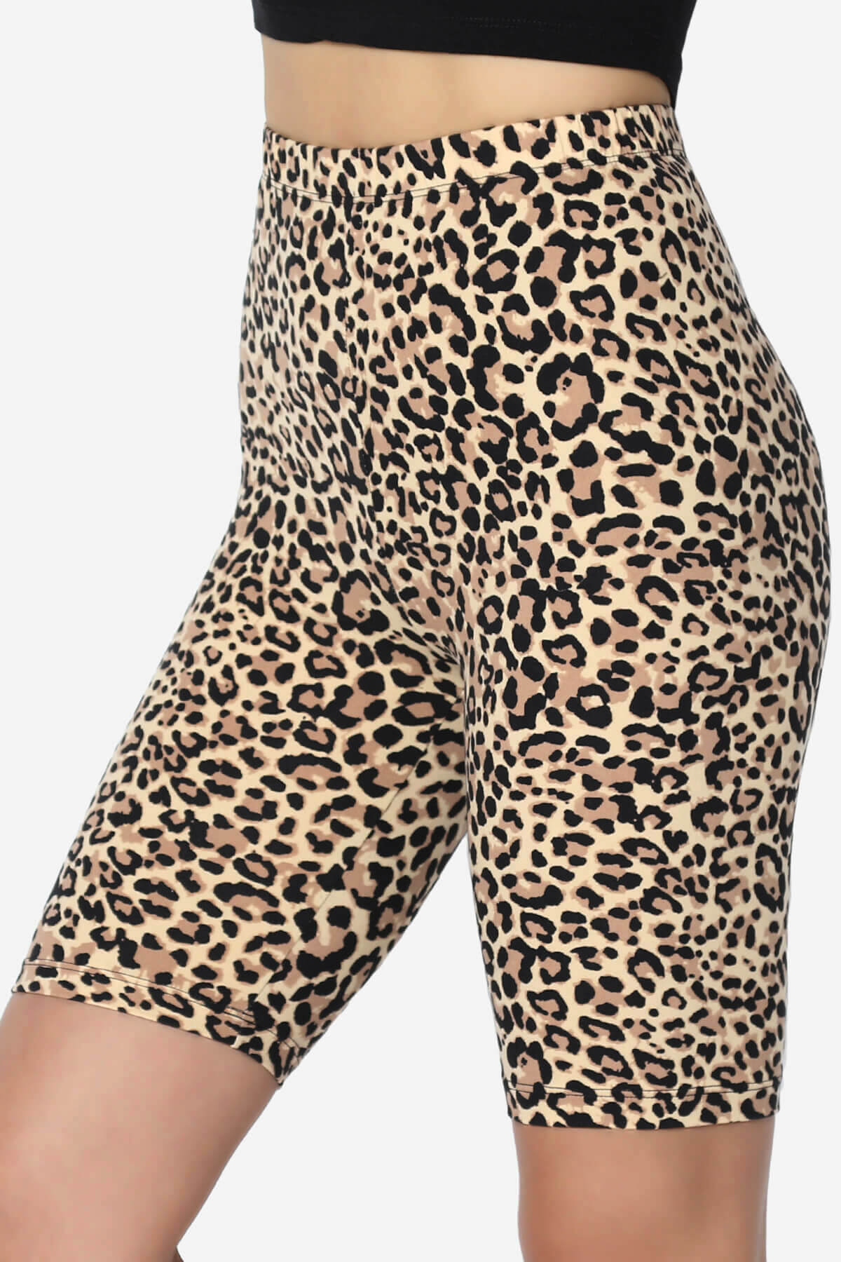 Michigan Cheetah Print Microfiber Bike Short Leggings CAMEL_5