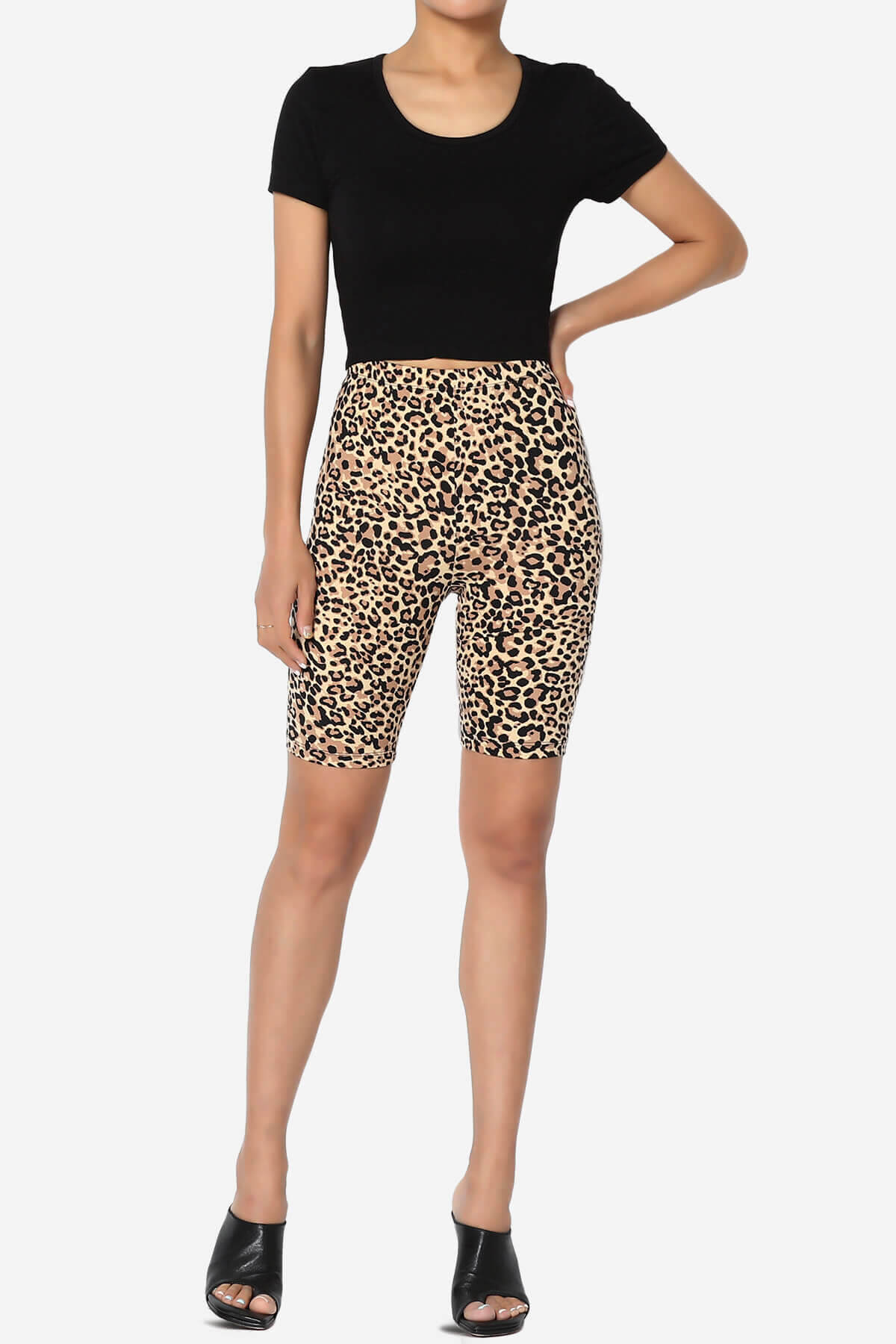 Michigan Cheetah Print Microfiber Bike Short Leggings CAMEL_6