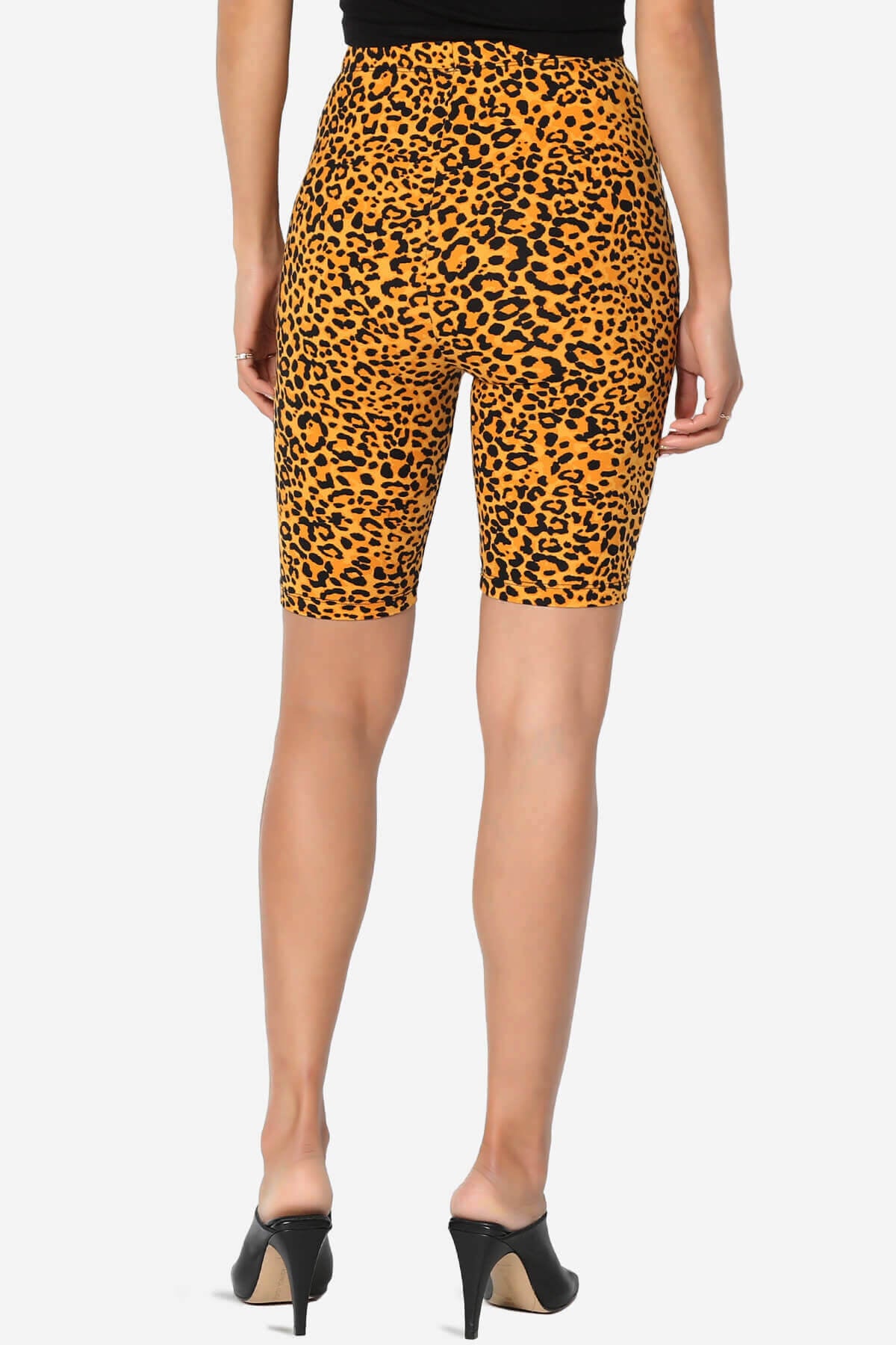 Michigan Cheetah Print Microfiber Bike Short Leggings GOLDEN MUSTARD_2
