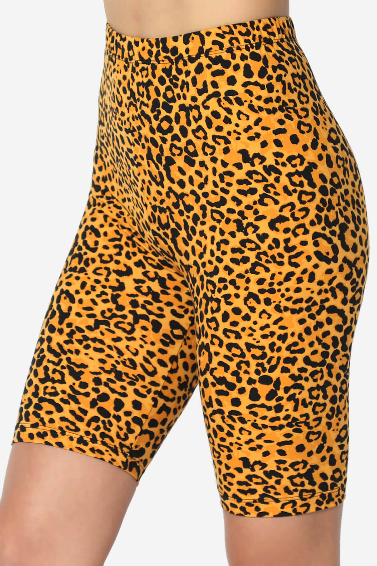 Michigan Cheetah Print Microfiber Bike Short Leggings GOLDEN MUSTARD_5