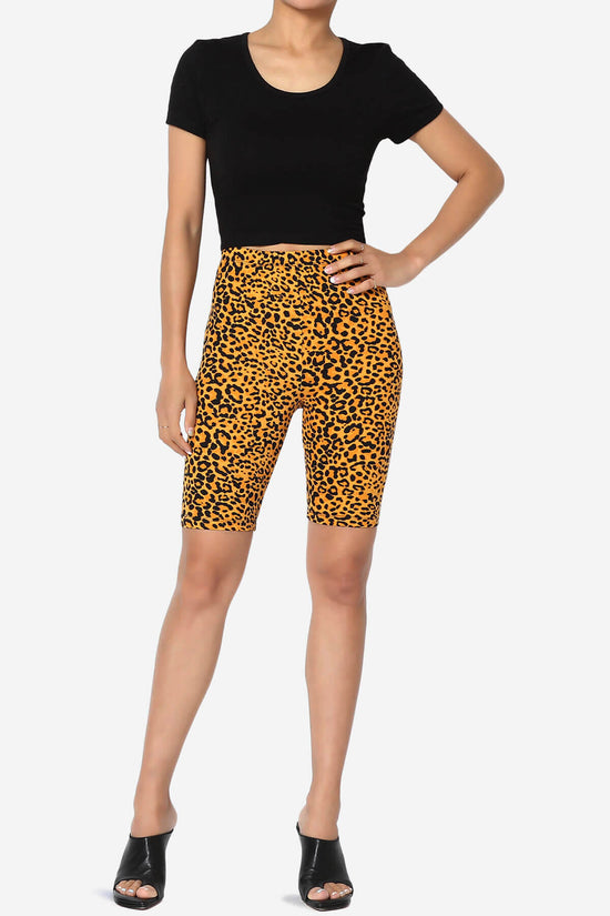 Michigan Cheetah Print Microfiber Bike Short Leggings GOLDEN MUSTARD_6