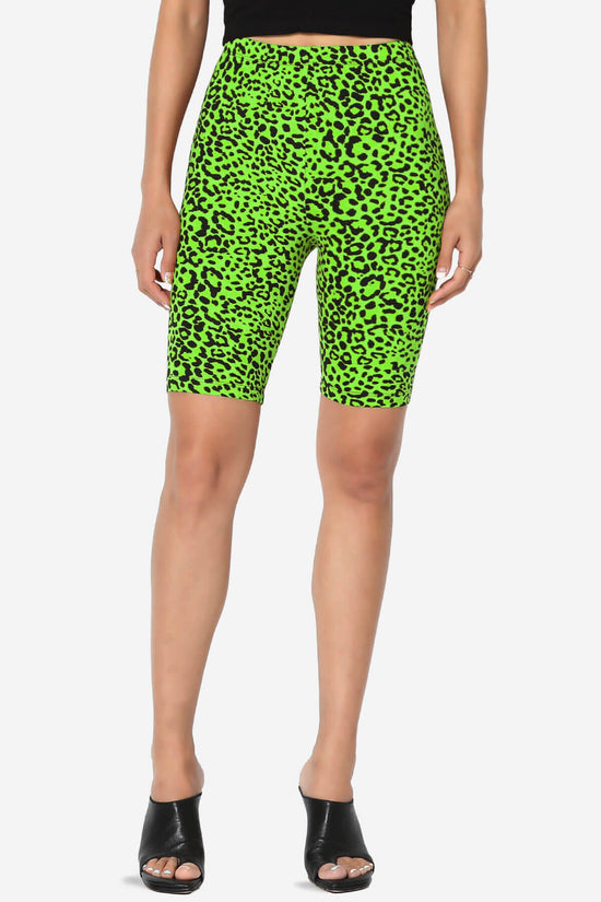 Michigan Cheetah Print Microfiber Bike Short Leggings GREEN_1