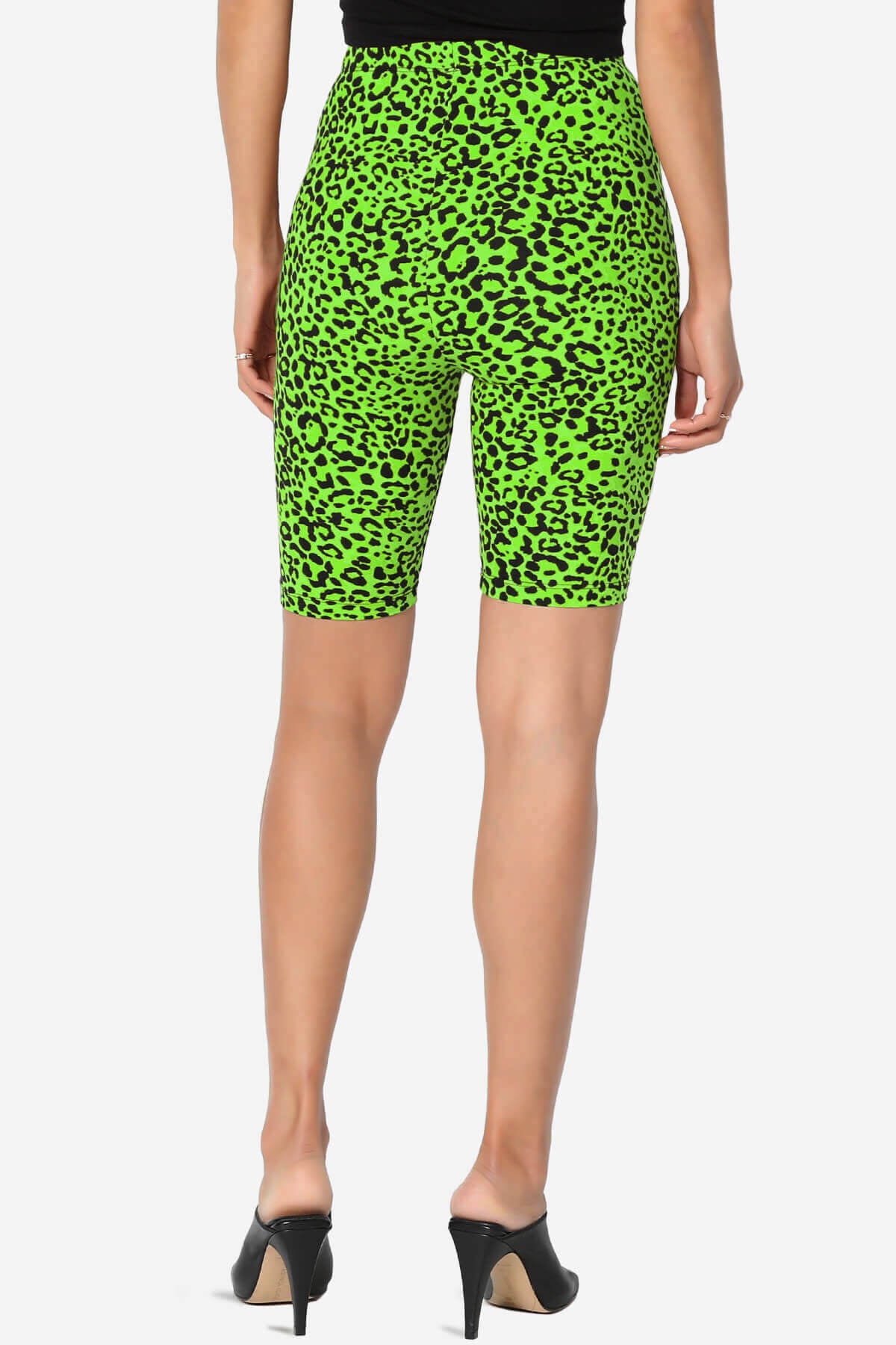 Michigan Cheetah Print Microfiber Bike Short Leggings GREEN_2
