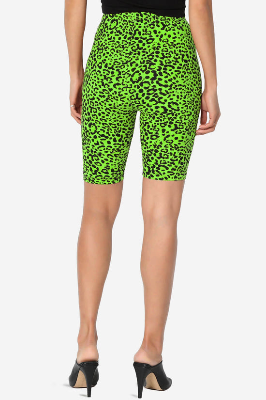 Michigan Cheetah Print Microfiber Bike Short Leggings GREEN_2