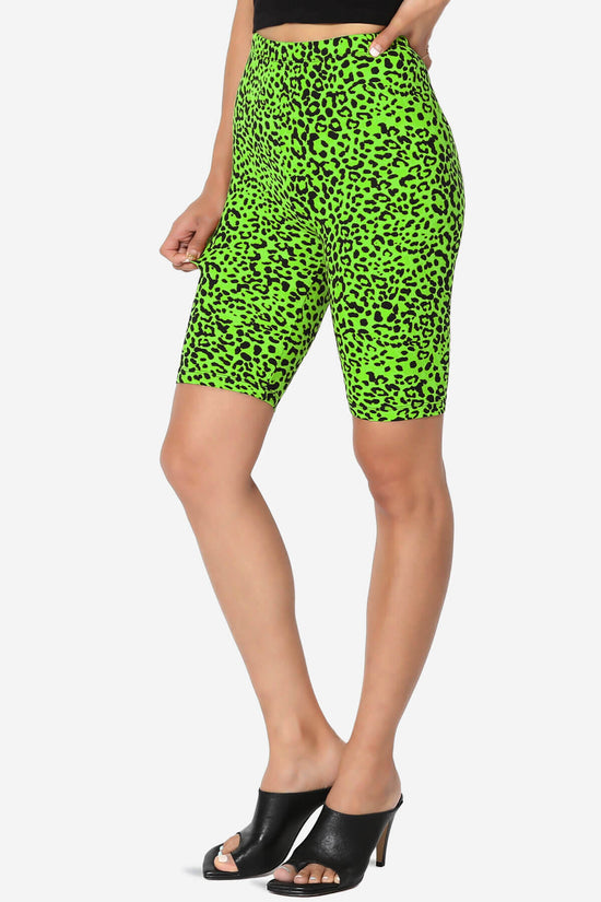 Michigan Cheetah Print Microfiber Bike Short Leggings GREEN_3