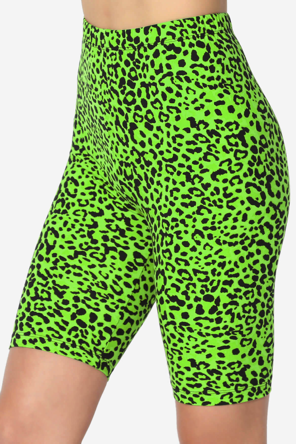 Michigan Cheetah Print Microfiber Bike Short Leggings GREEN_5