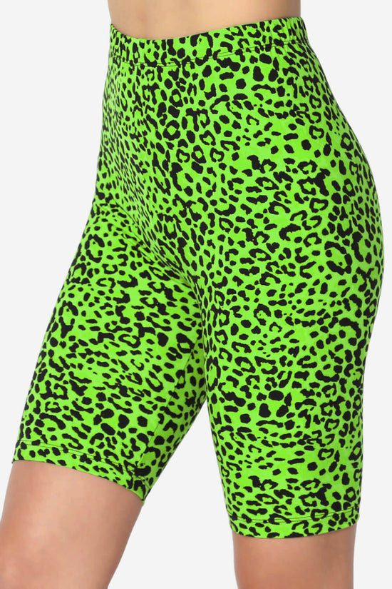 Michigan Cheetah Print Microfiber Bike Short Leggings GREEN_5