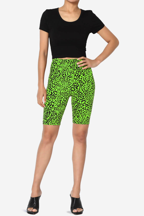Michigan Cheetah Print Microfiber Bike Short Leggings GREEN_6