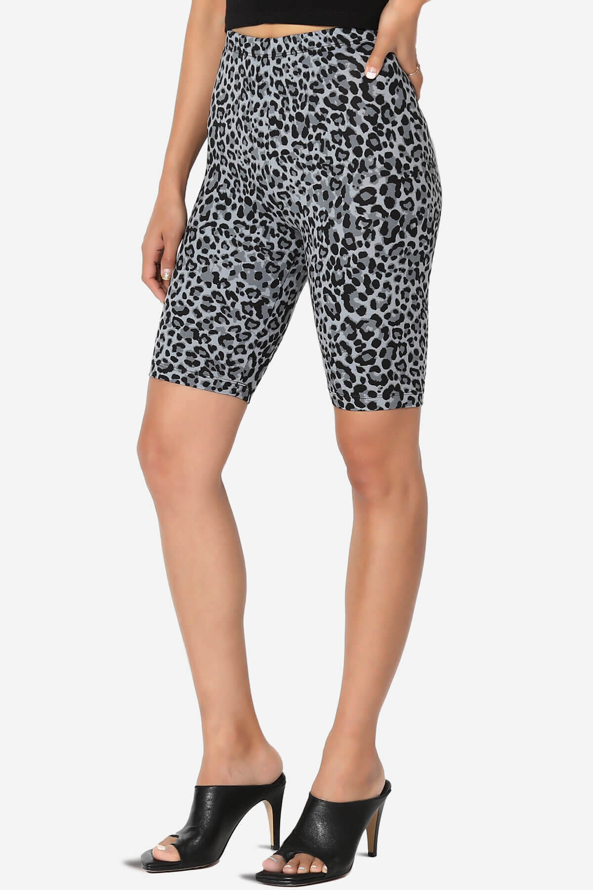 Michigan Cheetah Print Microfiber Bike Short Leggings GREY_3