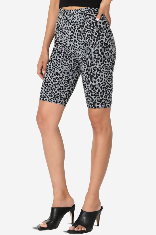 Michigan Cheetah Print Microfiber Bike Short Leggings GREY_3