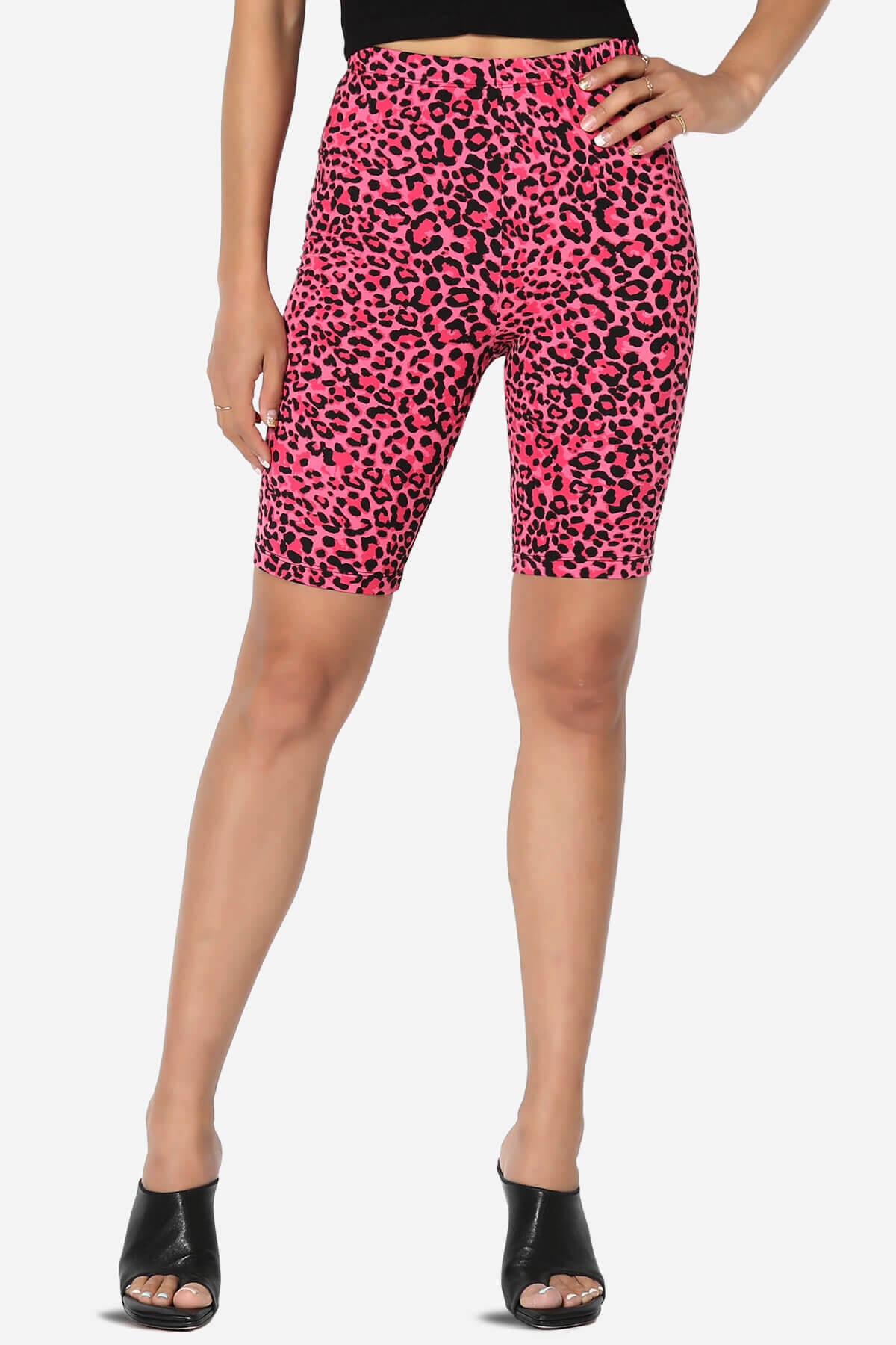 Michigan Cheetah Print Microfiber Bike Short Leggings HOT PINK_1