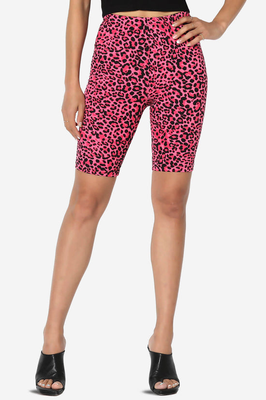 Michigan Cheetah Print Microfiber Bike Short Leggings HOT PINK_1