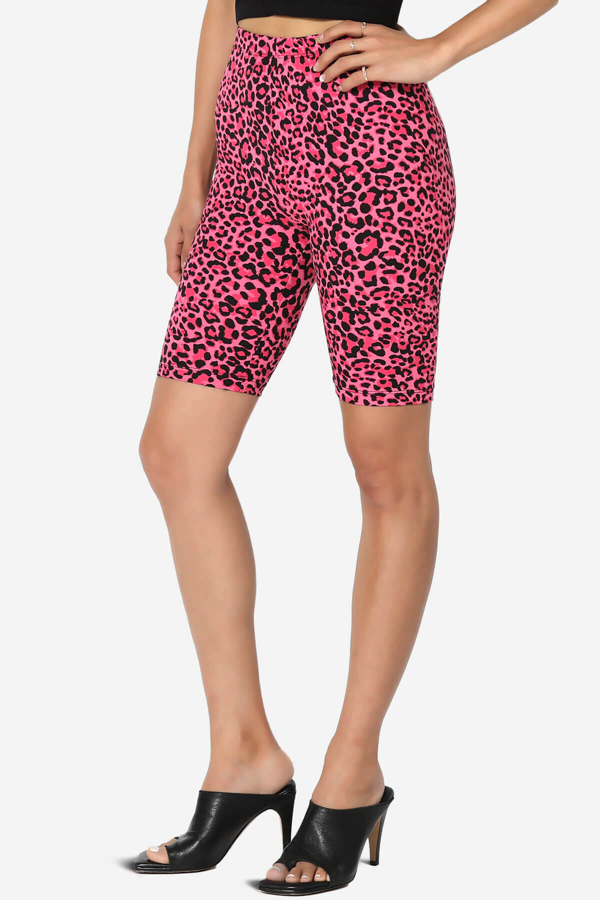 Michigan Cheetah Print Microfiber Bike Short Leggings HOT PINK_3
