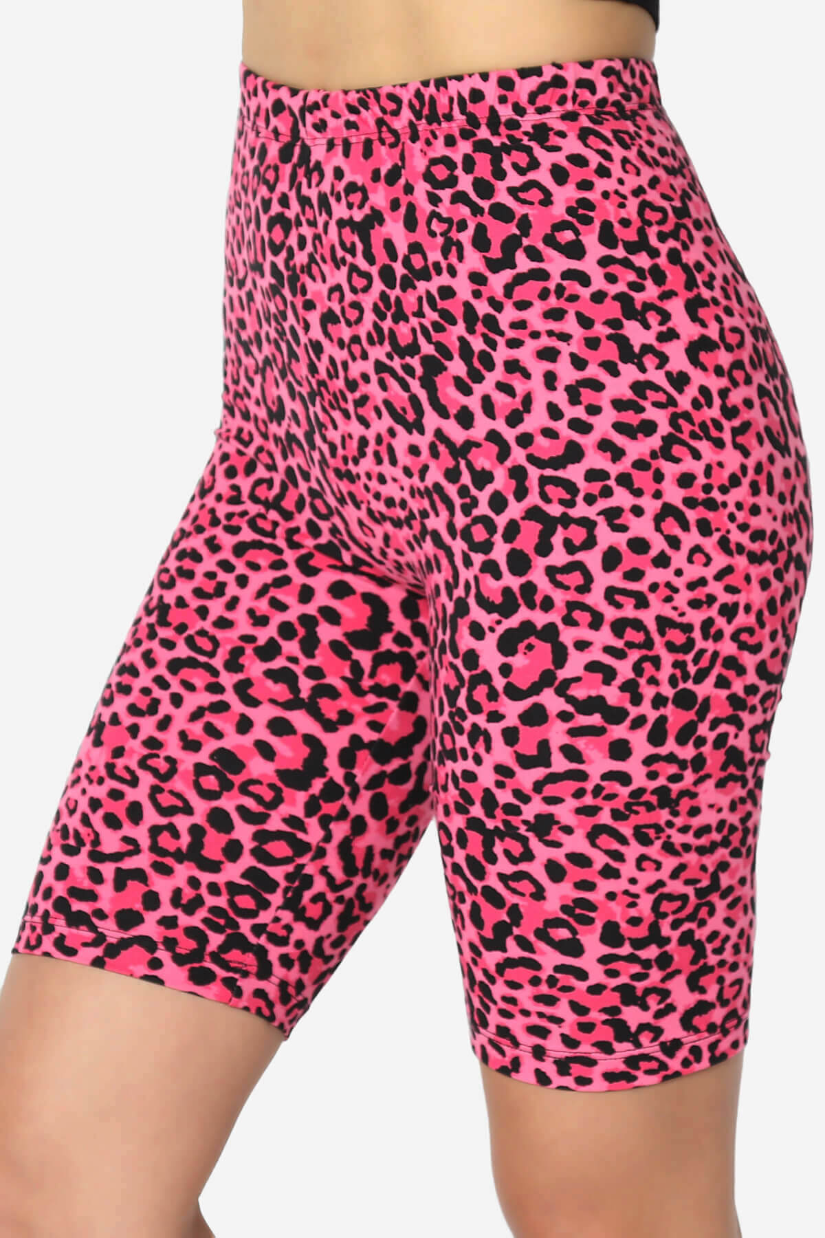 Michigan Cheetah Print Microfiber Bike Short Leggings HOT PINK_5
