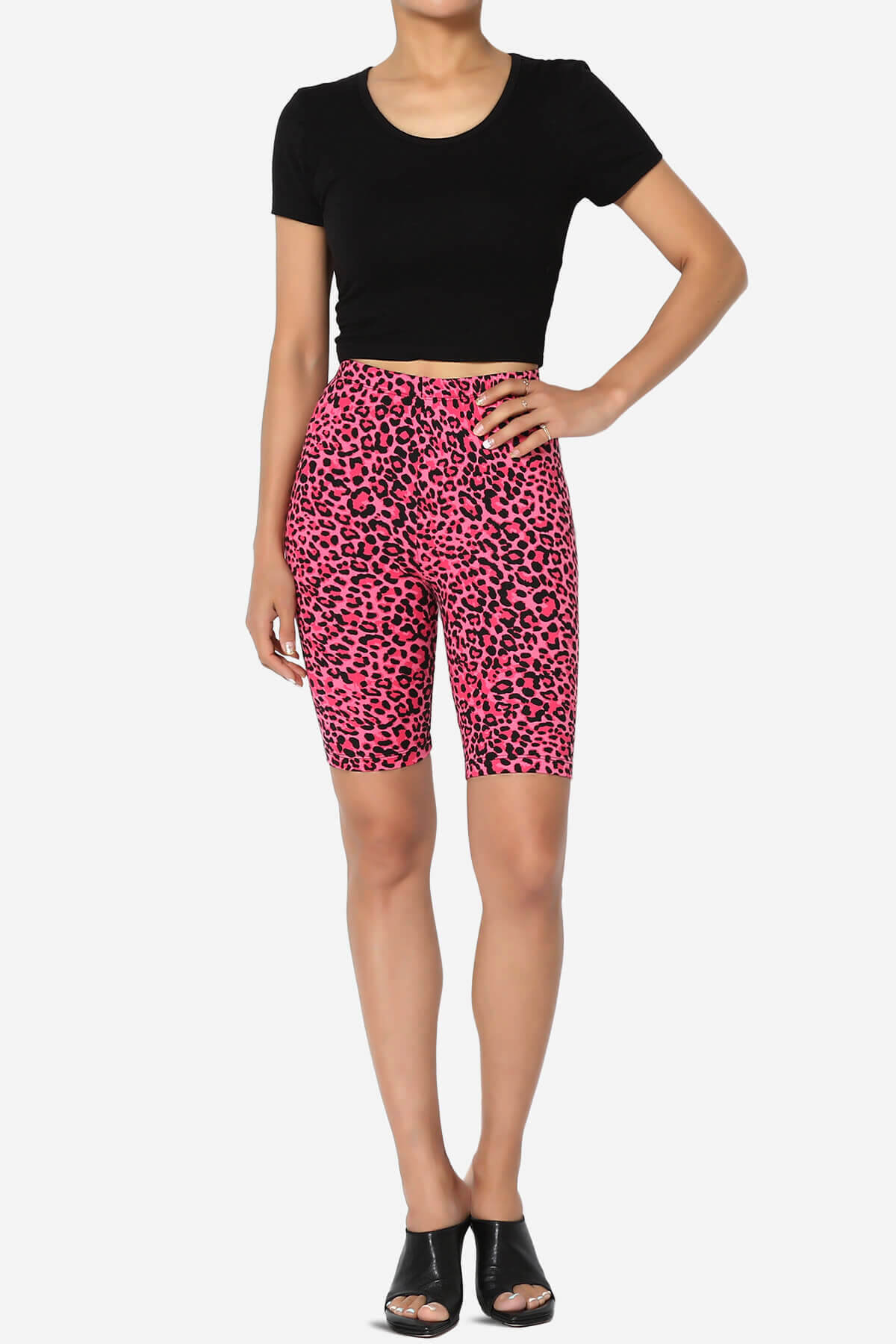 Michigan Cheetah Print Microfiber Bike Short Leggings HOT PINK_6
