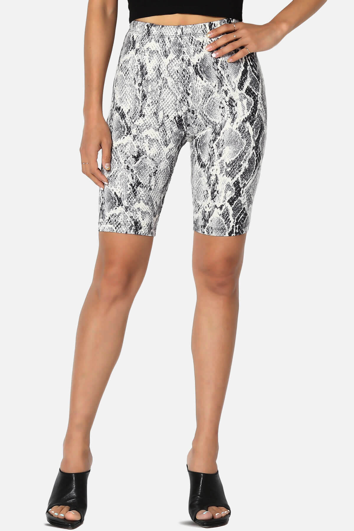 Michigan Snake Print Microfiber Bike Short Leggings BLACK_1