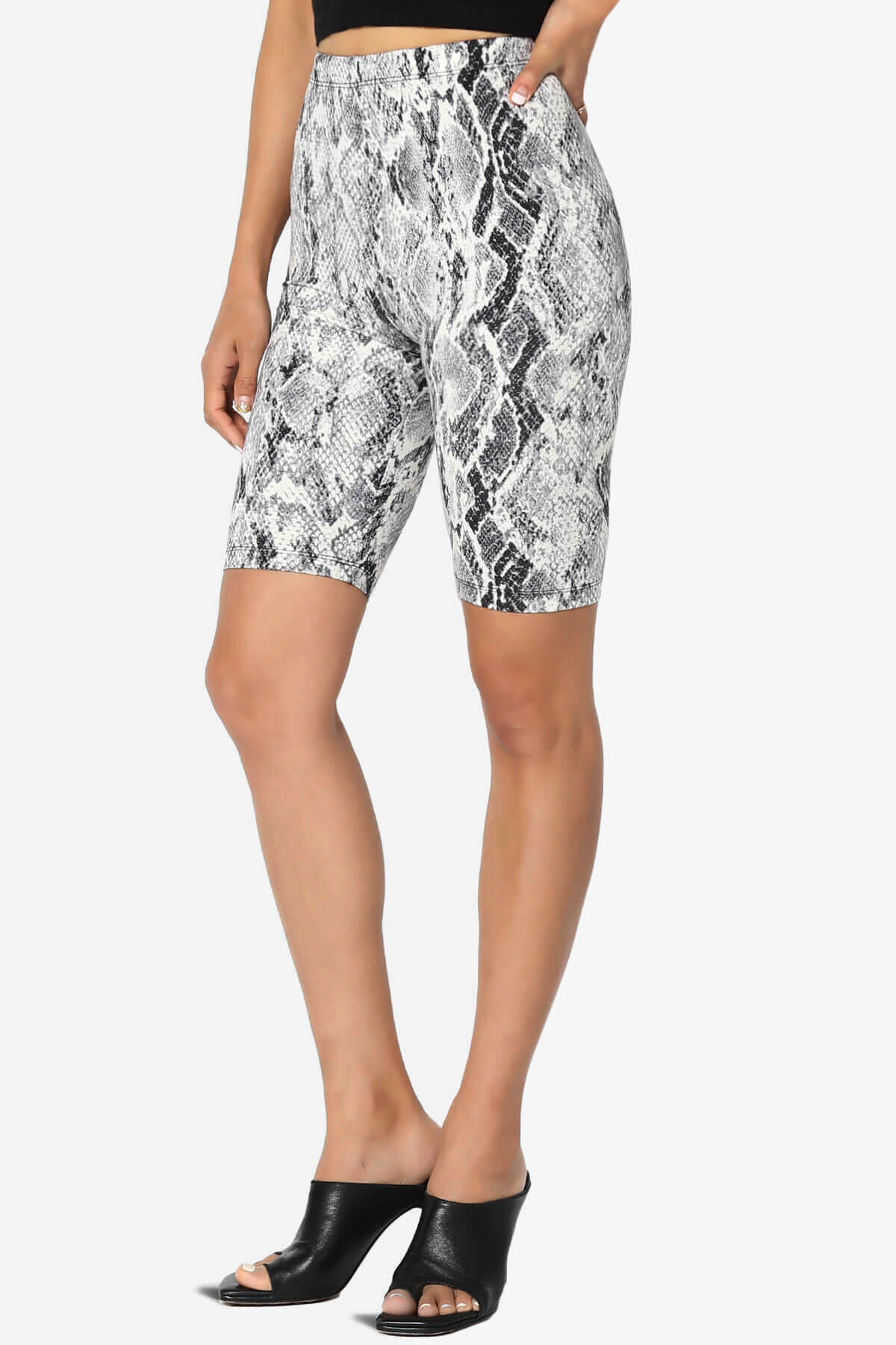 Michigan Snake Print Microfiber Bike Short Leggings BLACK_3