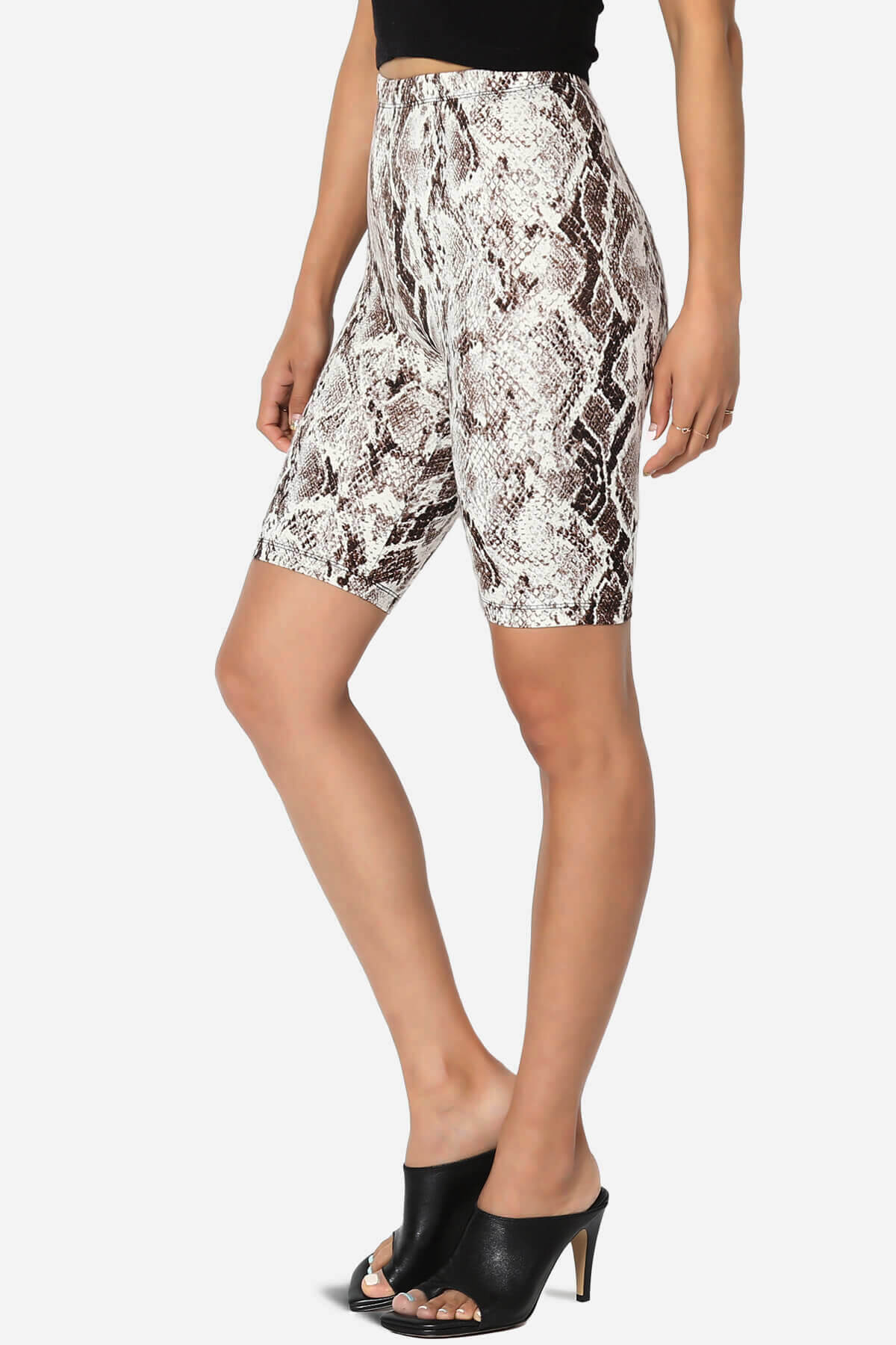 Michigan Snake Print Microfiber Bike Short Leggings BROWN_3