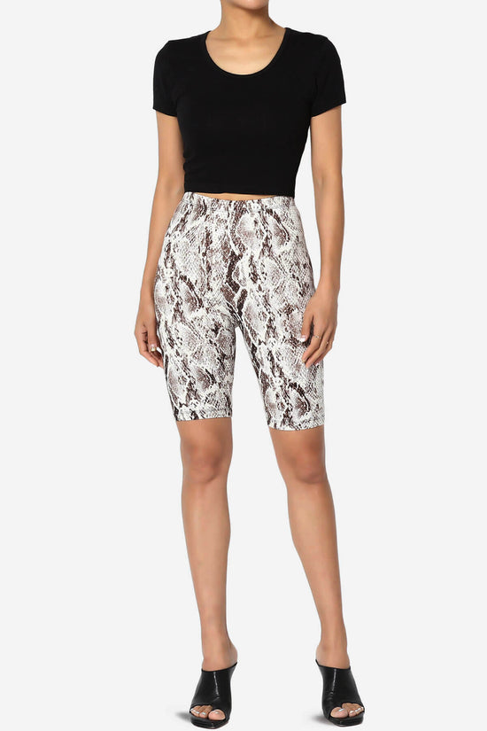 Michigan Snake Print Microfiber Bike Short Leggings BROWN_6