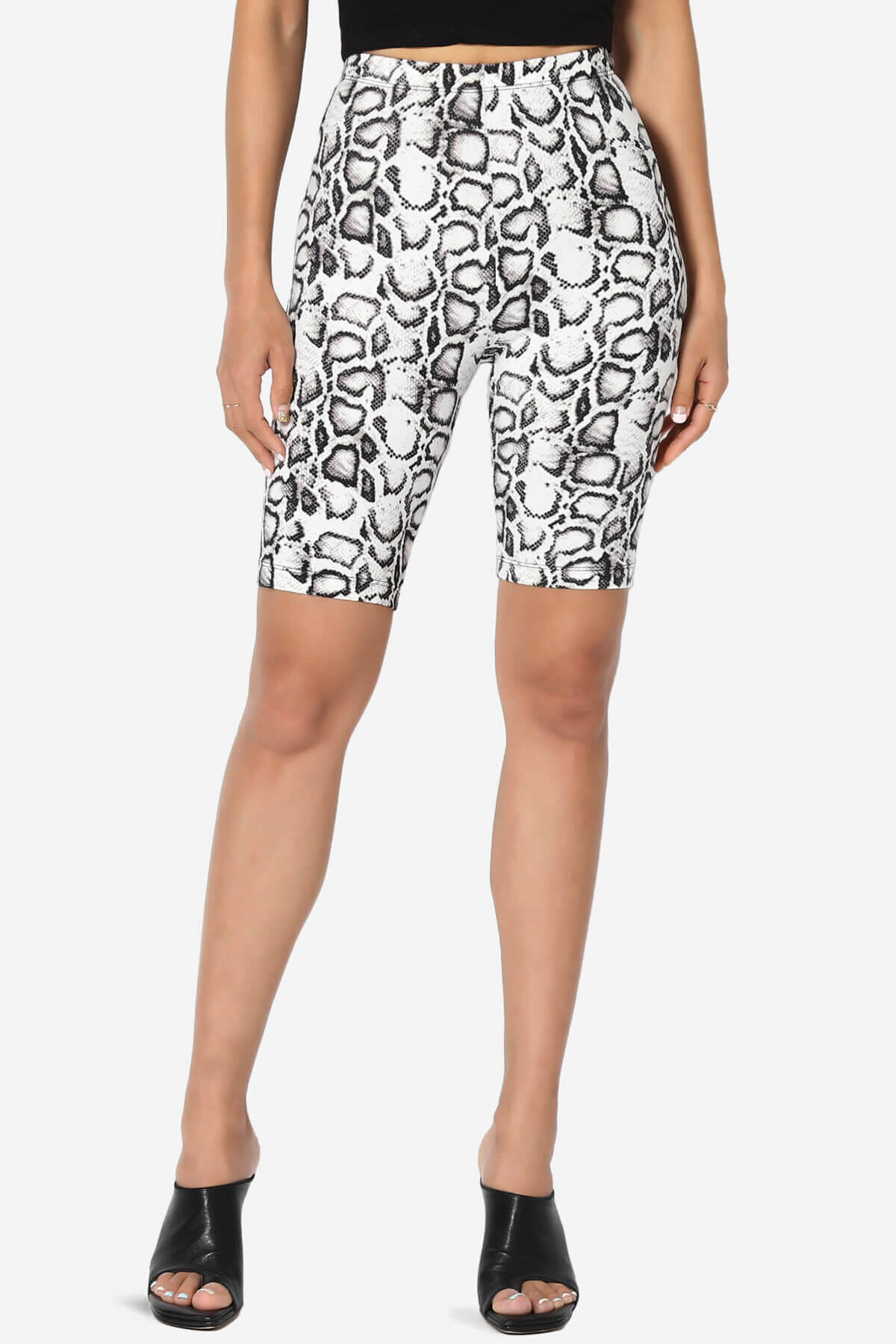 Michigan Python Print Microfiber Bike Short Leggings BLACK_1