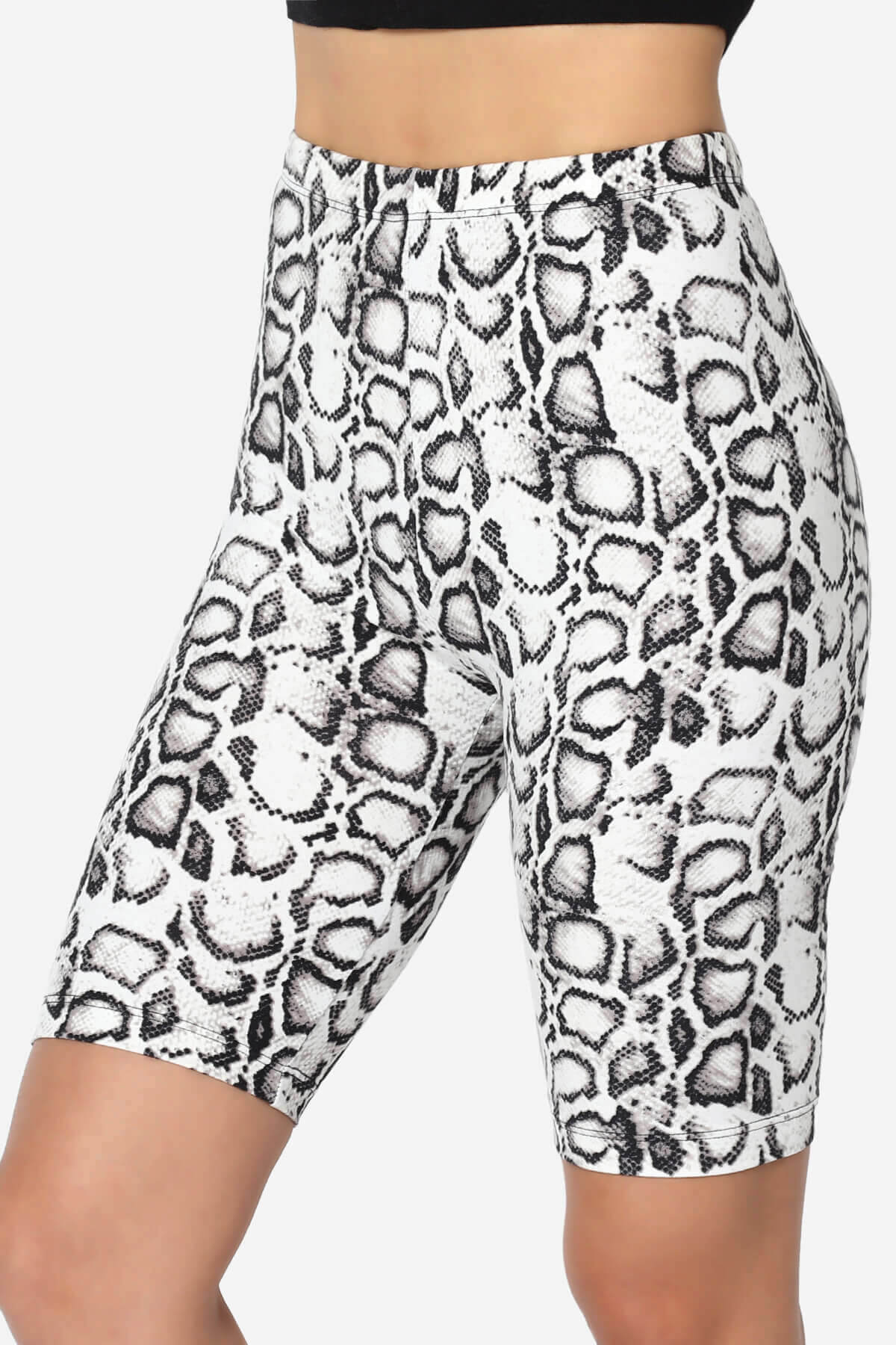 Michigan Python Print Microfiber Bike Short Leggings BLACK_5