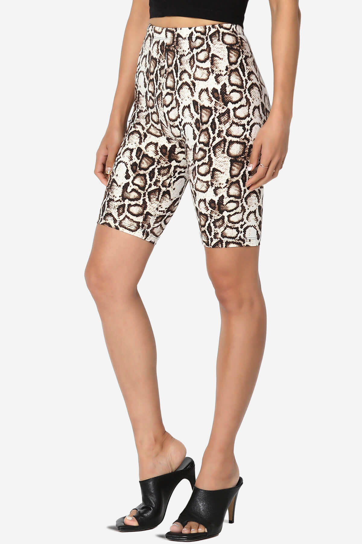 Michigan Python Print Microfiber Bike Short Leggings BROWN_3