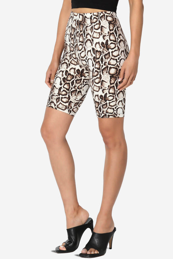Michigan Python Print Microfiber Bike Short Leggings BROWN_3
