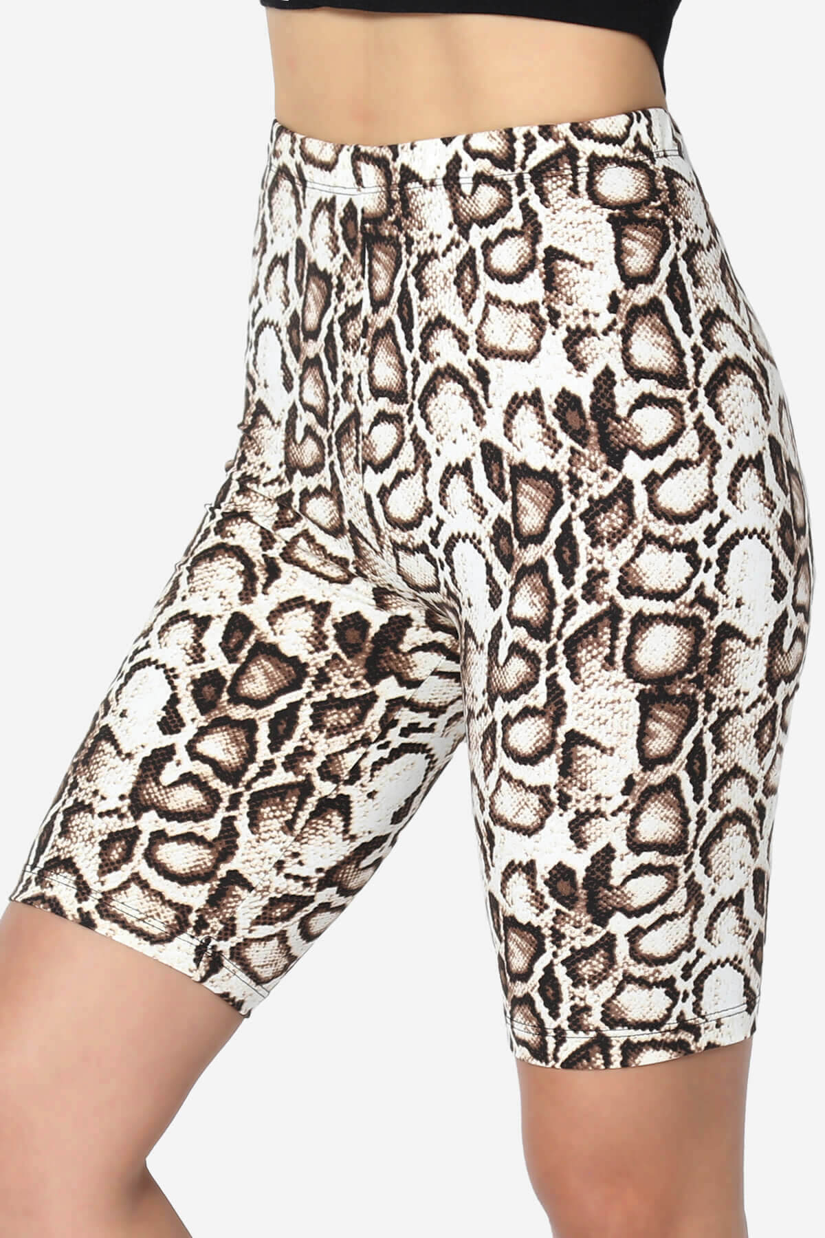 Michigan Python Print Microfiber Bike Short Leggings BROWN_5