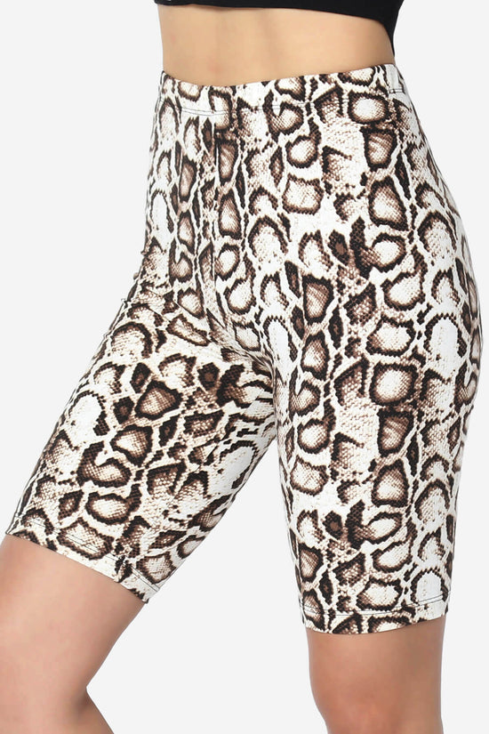 Michigan Python Print Microfiber Bike Short Leggings BROWN_5