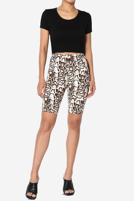 Michigan Python Print Microfiber Bike Short Leggings BROWN_6