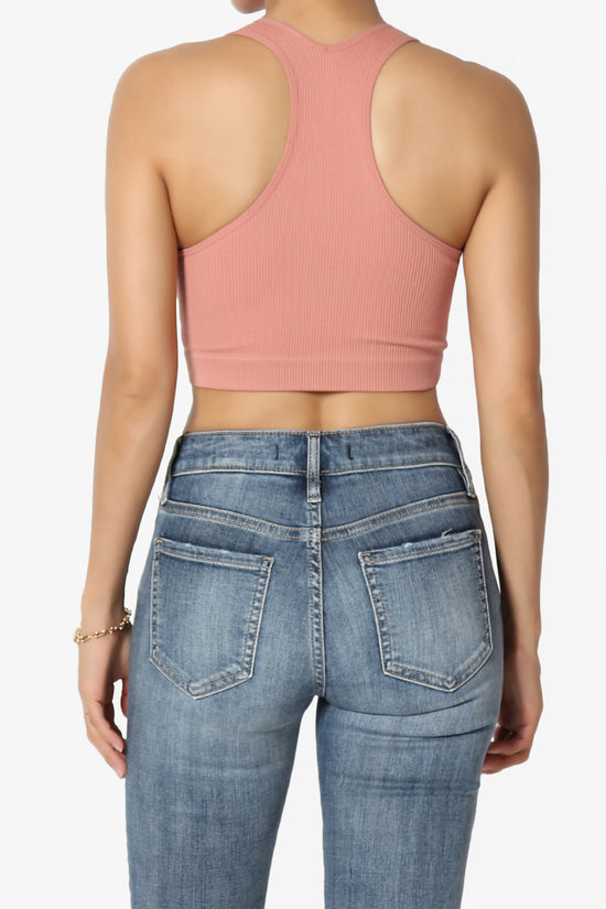 Daliyah Ribbed Seamless Halter Bra Top ASH ROSE_2