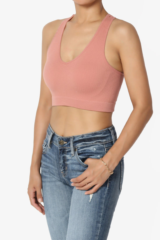 Daliyah Ribbed Seamless Halter Bra Top ASH ROSE_3