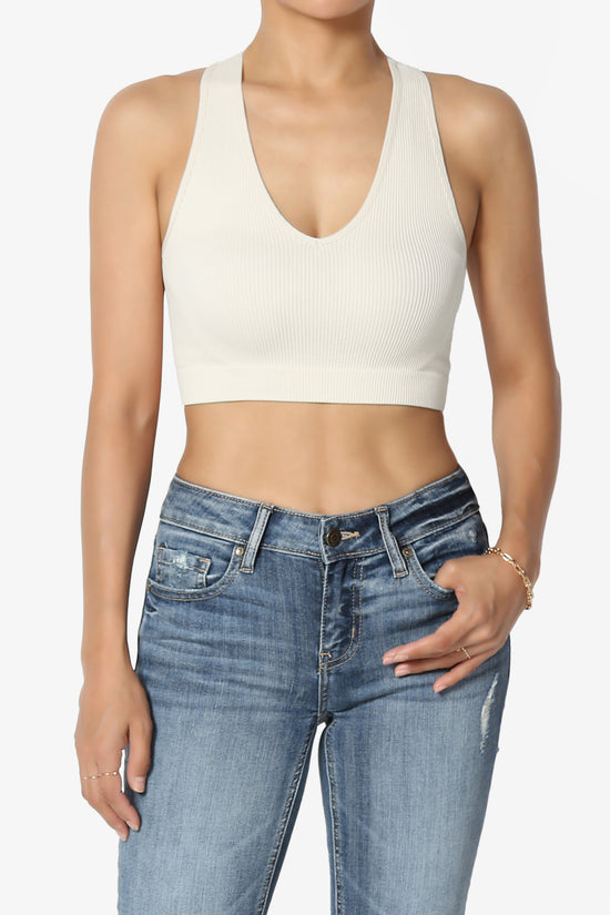 Daliyah Ribbed Seamless Halter Bra Top BONE_1