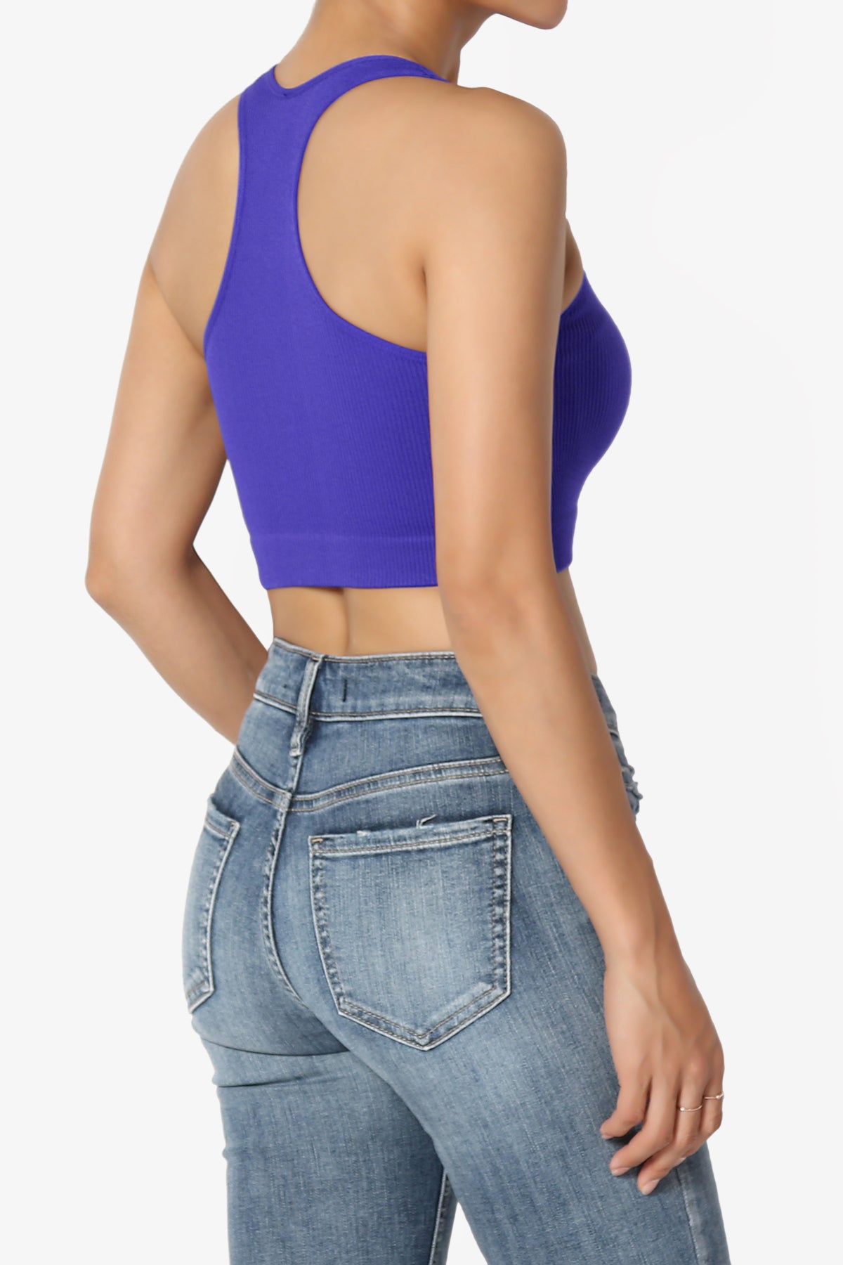 Daliyah Ribbed Seamless Halter Bra Top BRIGHT BLUE_4