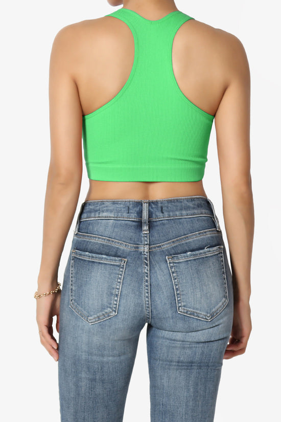 Daliyah Ribbed Seamless Halter Bra Top BRIGHT GREEN_2