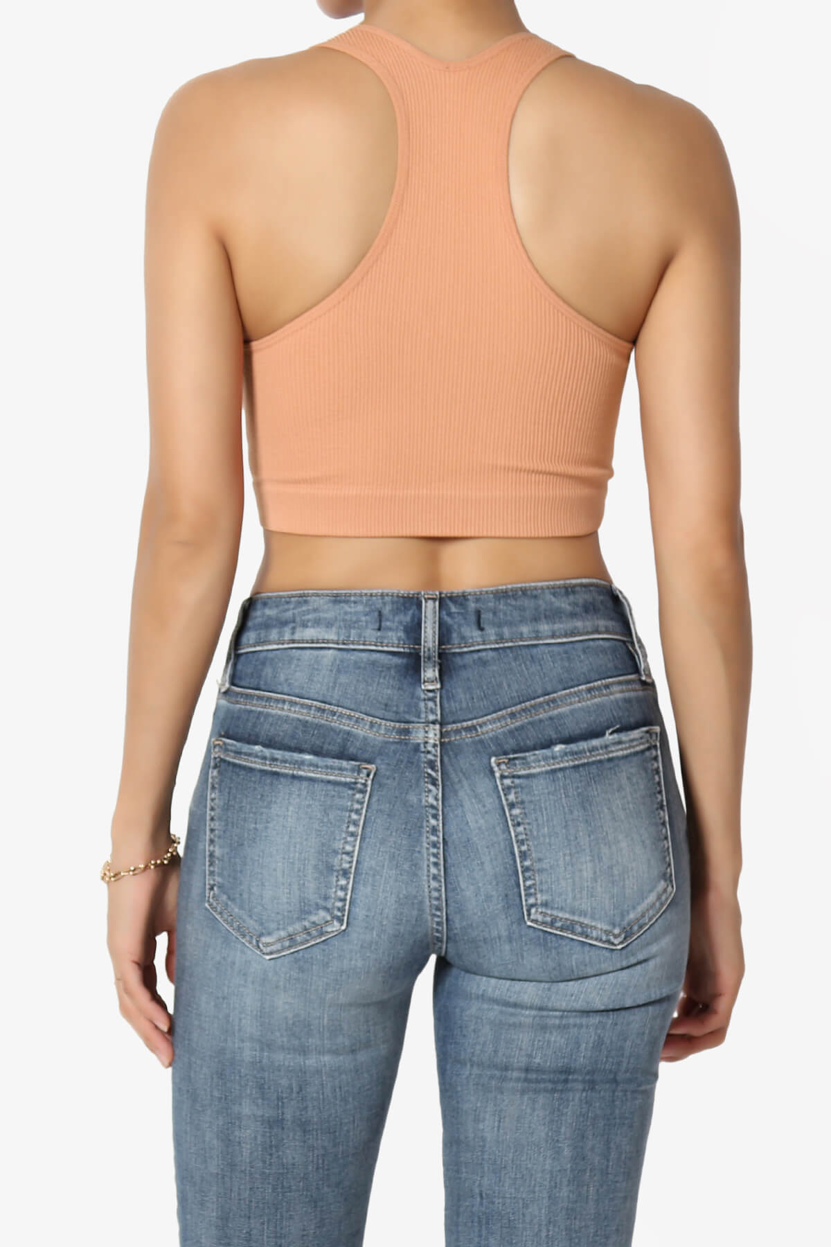 Daliyah Ribbed Seamless Halter Bra Top BUTTER ORANGE_2