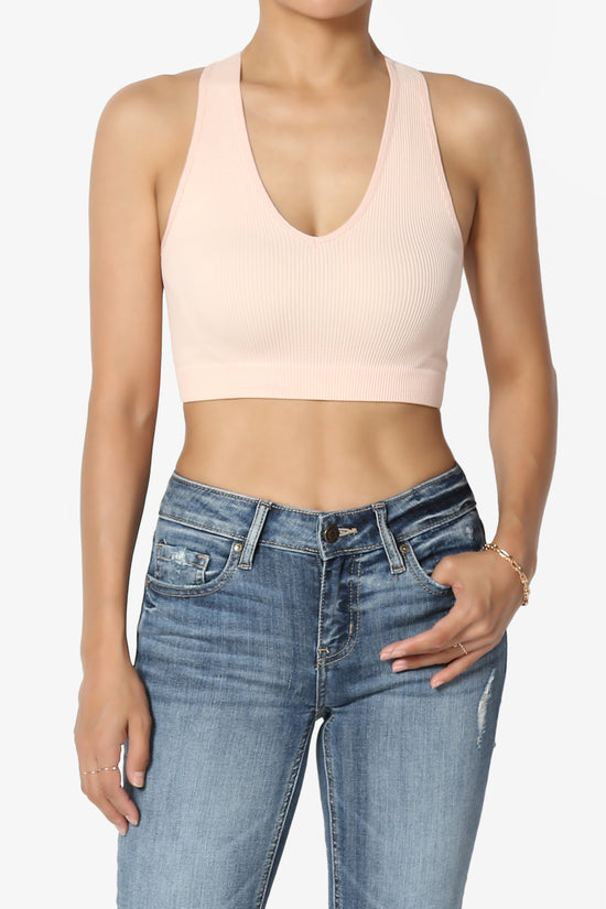 Daliyah Ribbed Seamless Halter Bra Top CREAM PINK_1