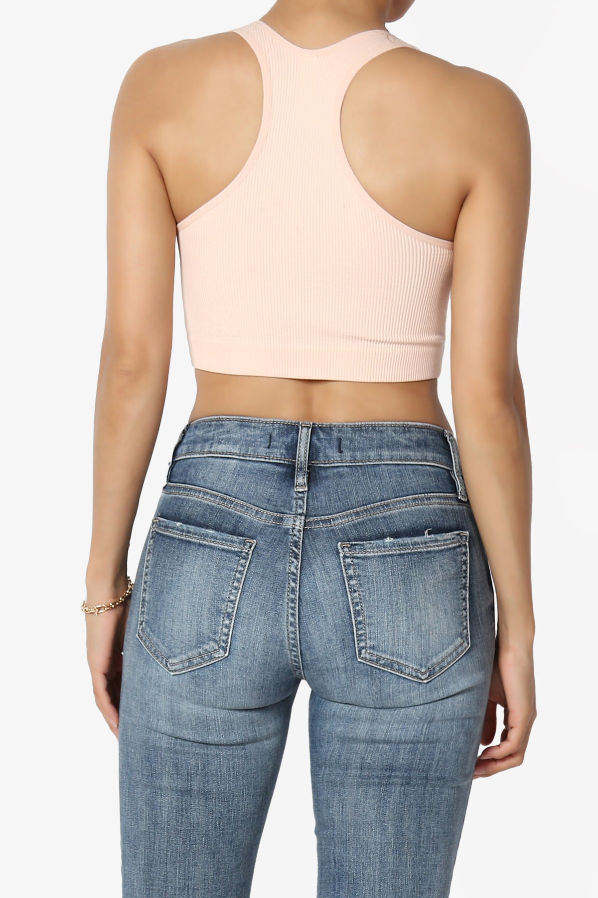 Daliyah Ribbed Seamless Halter Bra Top CREAM PINK_2