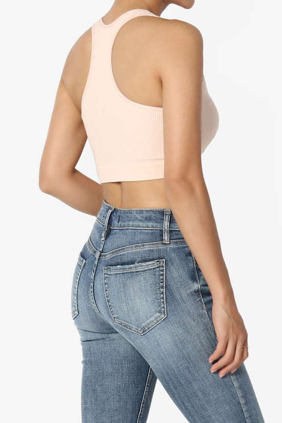 Daliyah Ribbed Seamless Halter Bra Top CREAM PINK_4