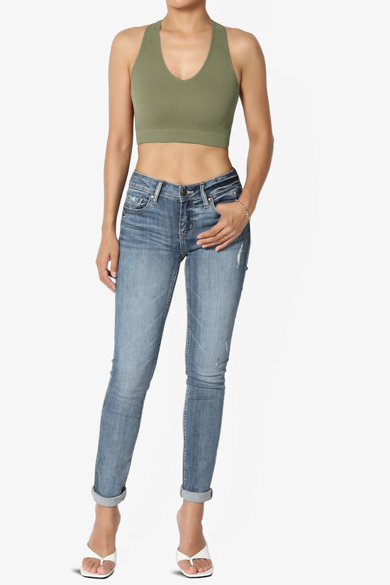 Daliyah Ribbed Seamless Halter Bra Top DUSTY OLIVE_6