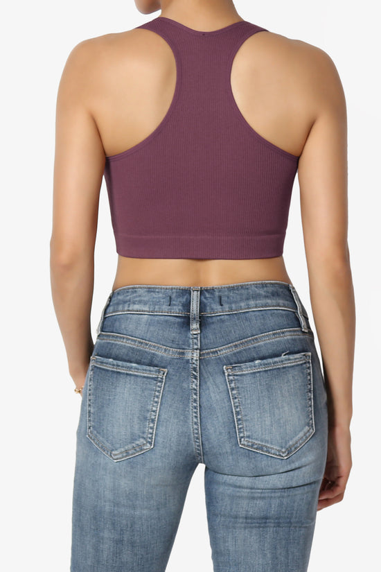 Daliyah Ribbed Seamless Halter Bra Top DUSTY PLUM_2